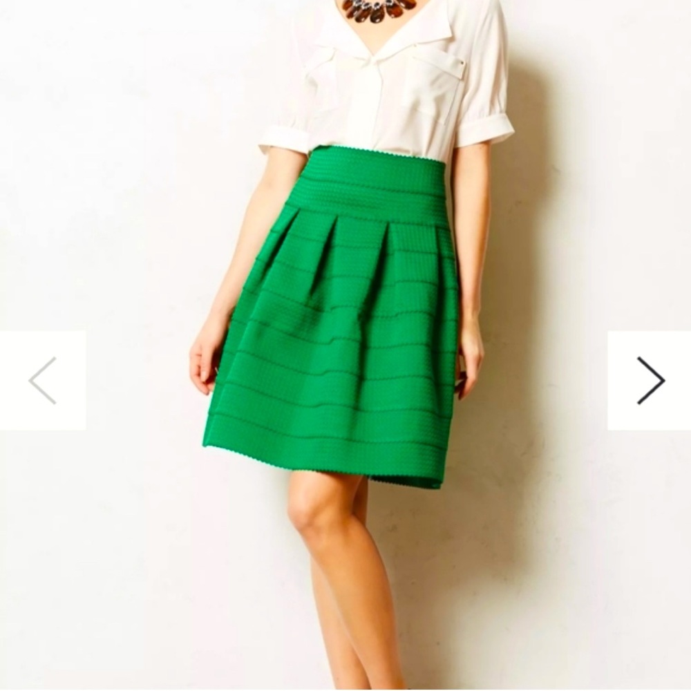 Anthropologie Skirt | Girls From Savoy ponte bell skirt in green size S